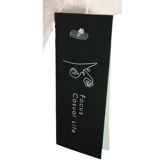 Focus Top Women's Size Medium Pink Grid Textured 3/4 Sleeve - Picture 7 of 8